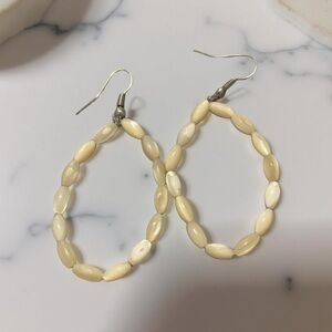 Chic Cream Beaded Hoop Earrings
